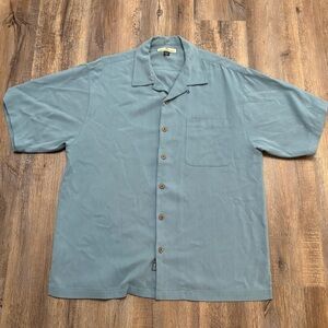 Tommy Bahama Men’s 100% Silk Camp Shirt Button Down Blue Size Large